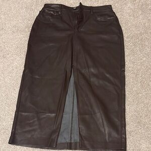 Express Dark Brown Leather Pencil Skirt